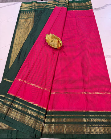 MG-2900 pink n green Mangalagiri Gadwal saree