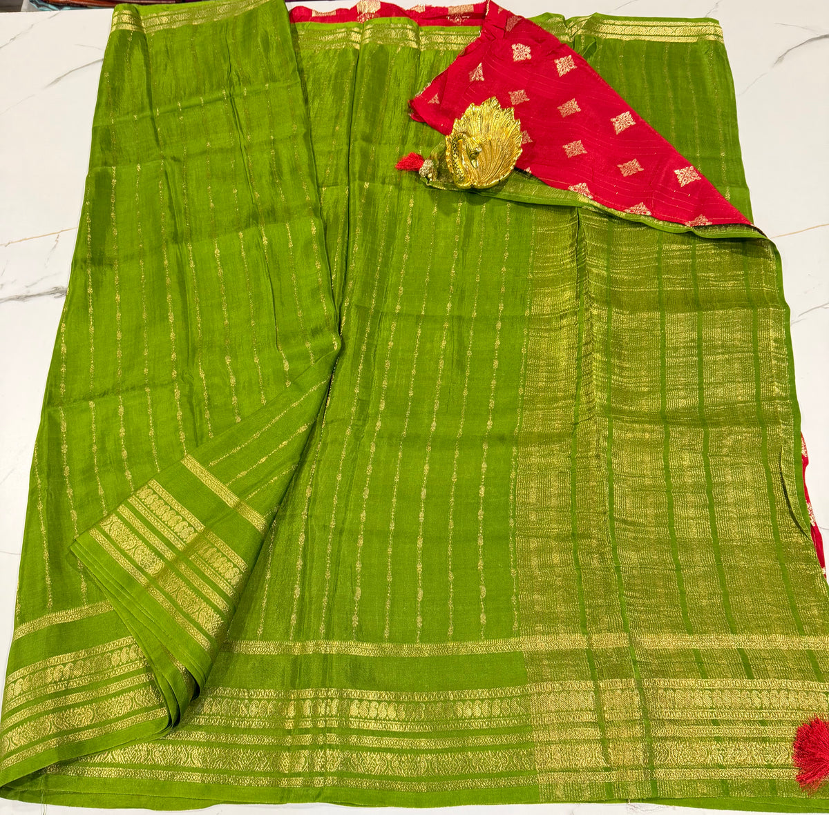 MB-2500 Green Benny crepe saree