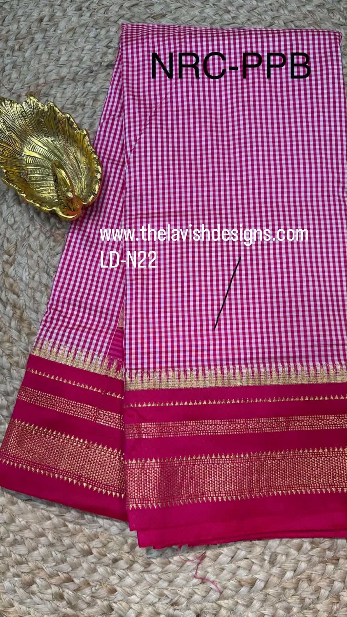 LD-N22 Narayanpet pink saree pink borders