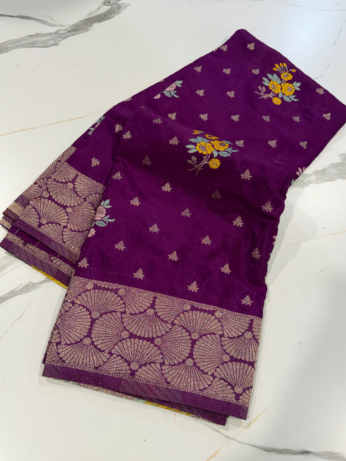Bz-1850 purple benny crepe saree