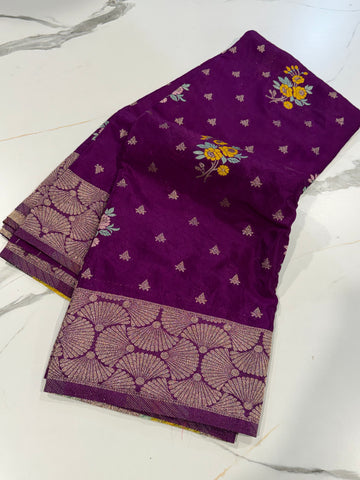 Bz-1850 purple benny crepe saree