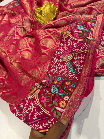 PH-3499 Ranipink Banaras katan Pettit work saree