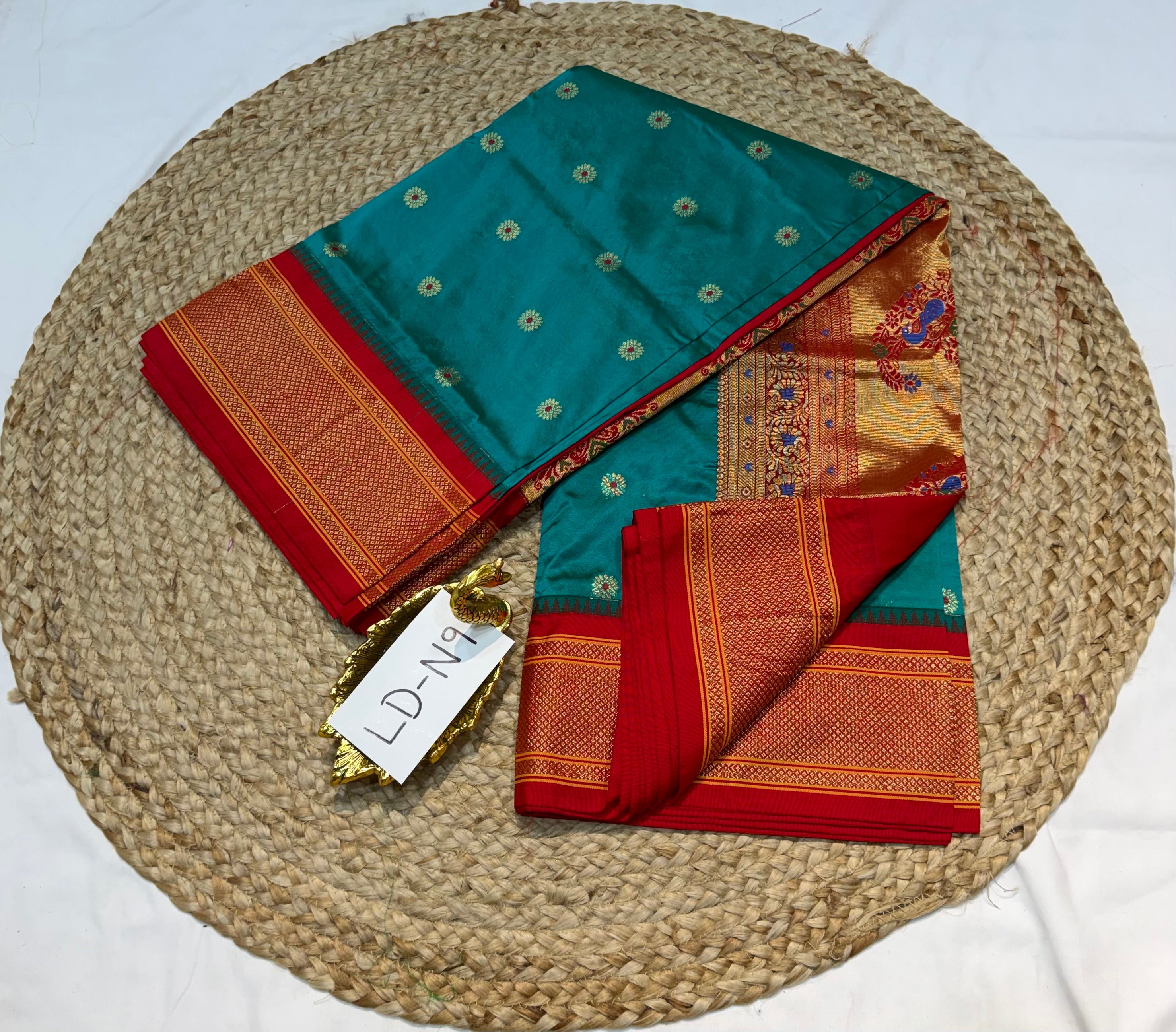 LD-N9 narayanapeta semi pattu rama blue and red saree