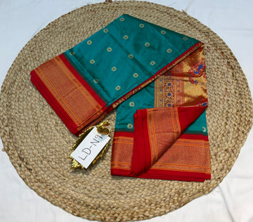 LD-N9 narayanapeta semi pattu rama blue and red saree