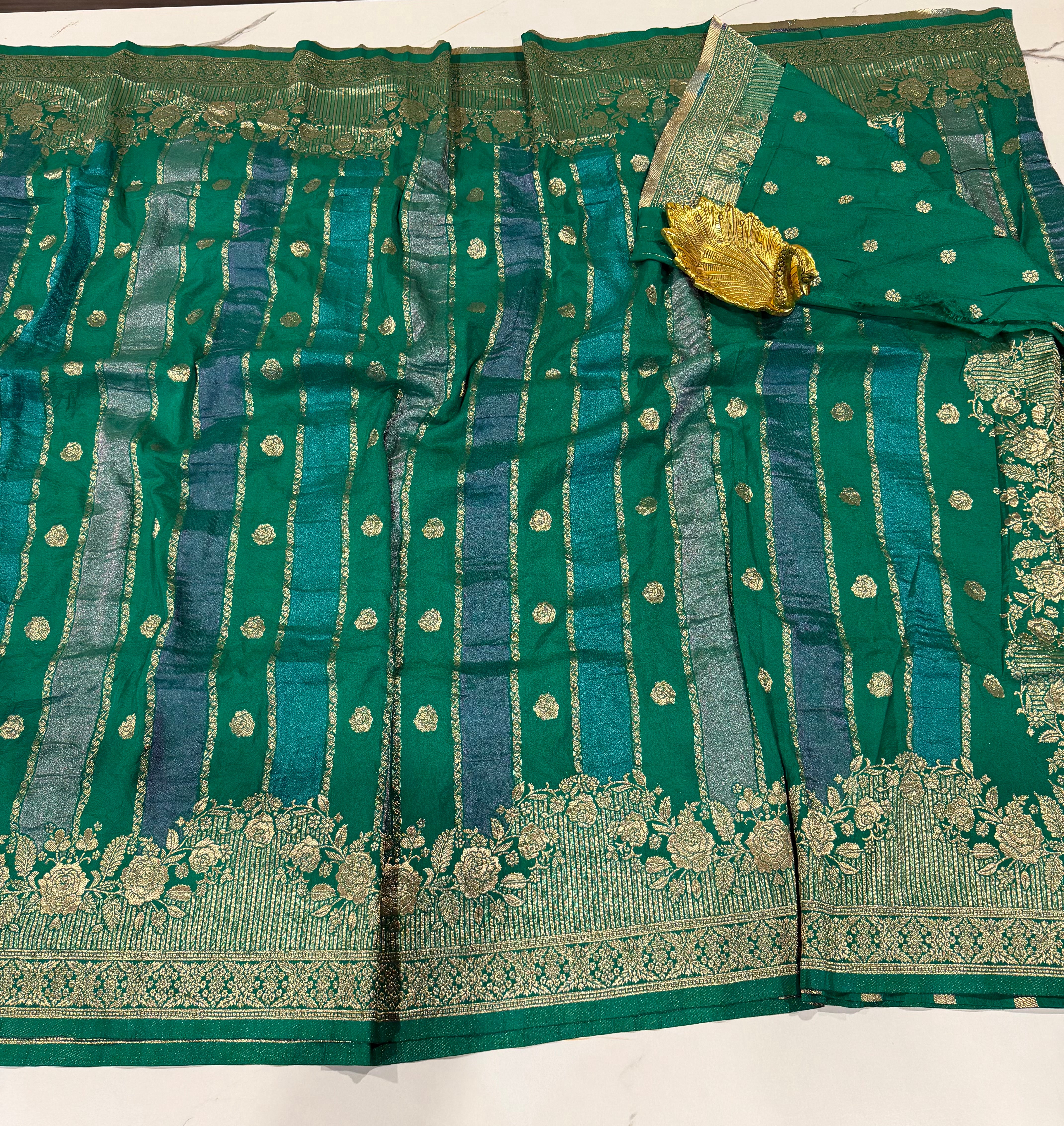 KR-1949 Green Rangkart kaddi georgette saree