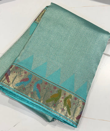 P-4900 skyblue Patola tissue saree