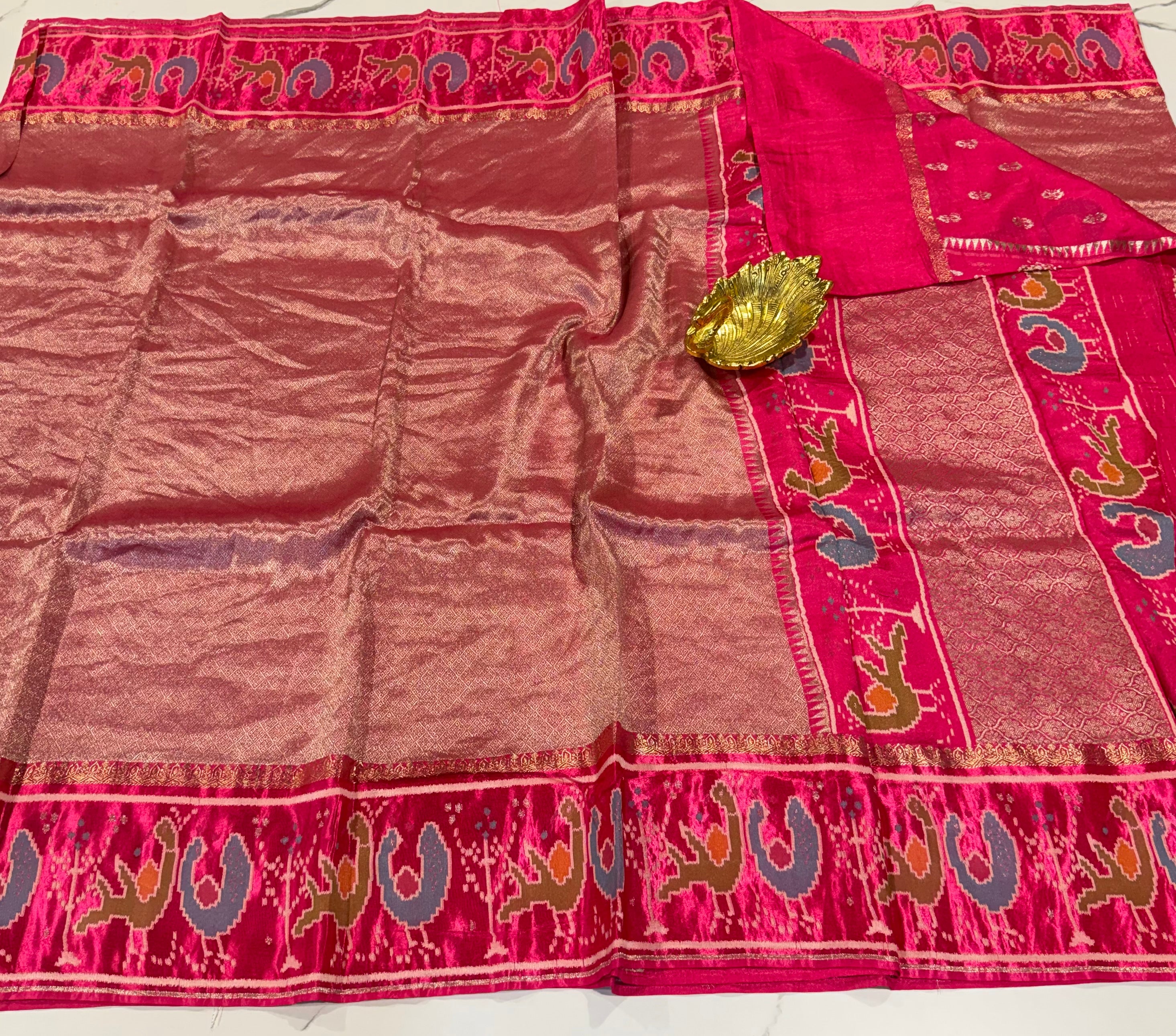 KT-5 Ranipink colour kanchi tissue saree