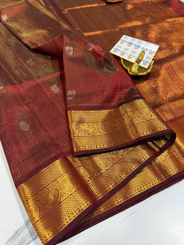 PHV-115 Maroon colour pure handloom vintage kanchi saree
