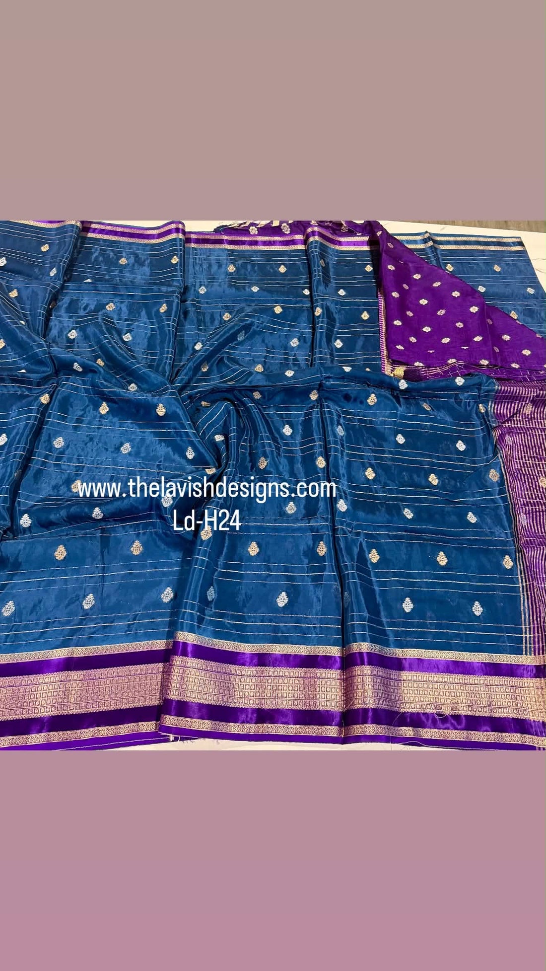 Ld-H24 Mysore semi crepe peacock blue n violet