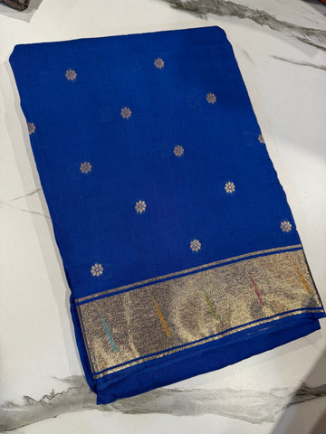 Pc-40 blue saree Paithani crepe