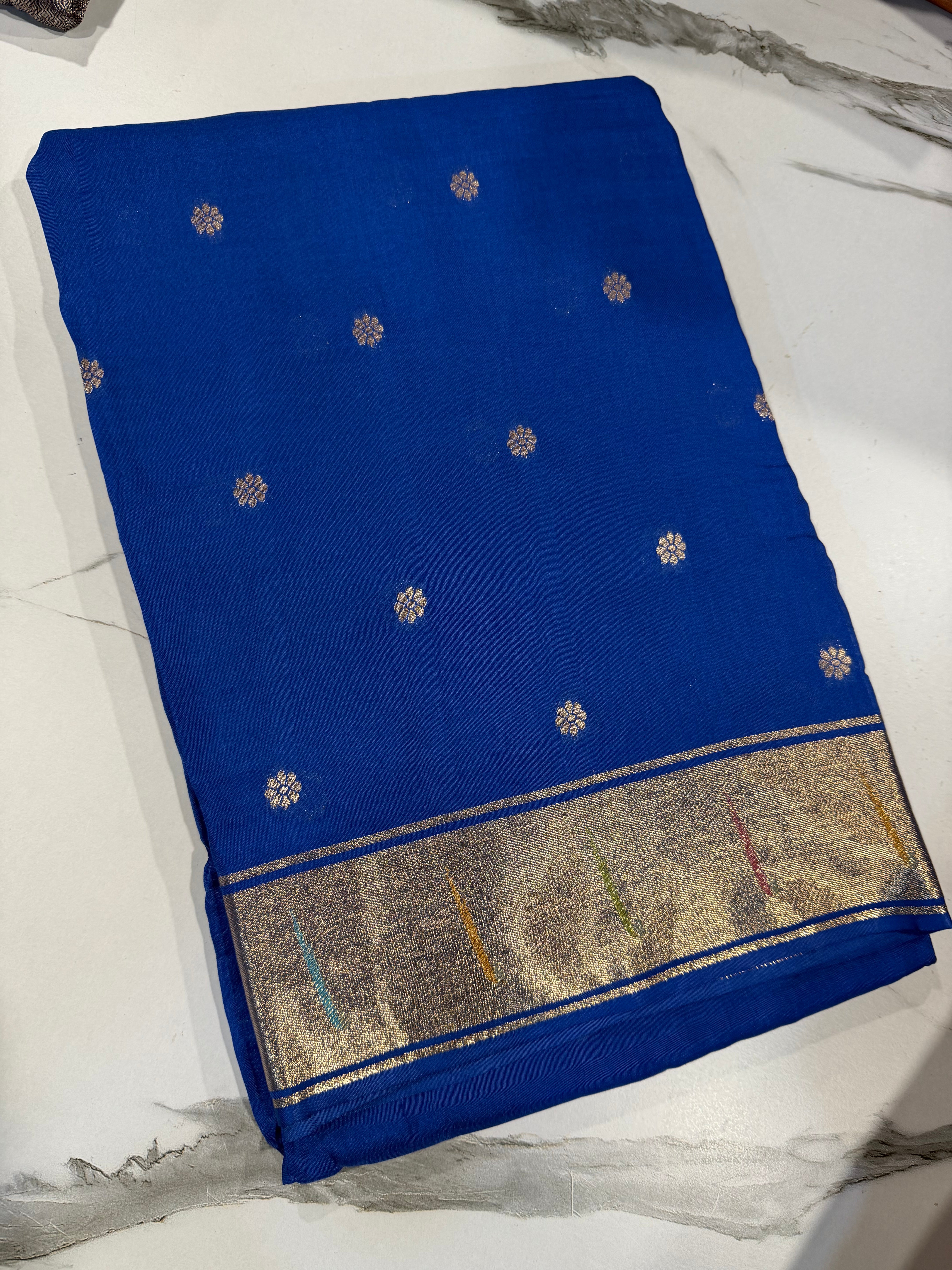 Pc-40 blue saree Paithani crepe