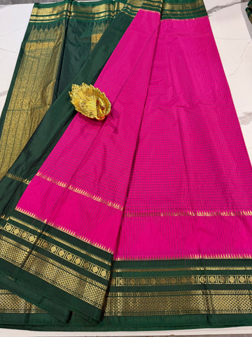 MG-2900 pink n green Mangalagiri Gadwal saree