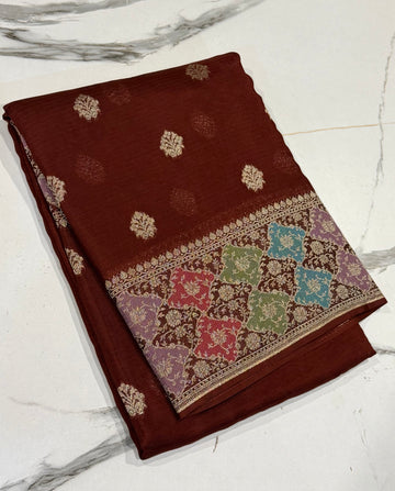 RM-4800 Brown saree jamdani  Manipuri Rangkart Kota silk