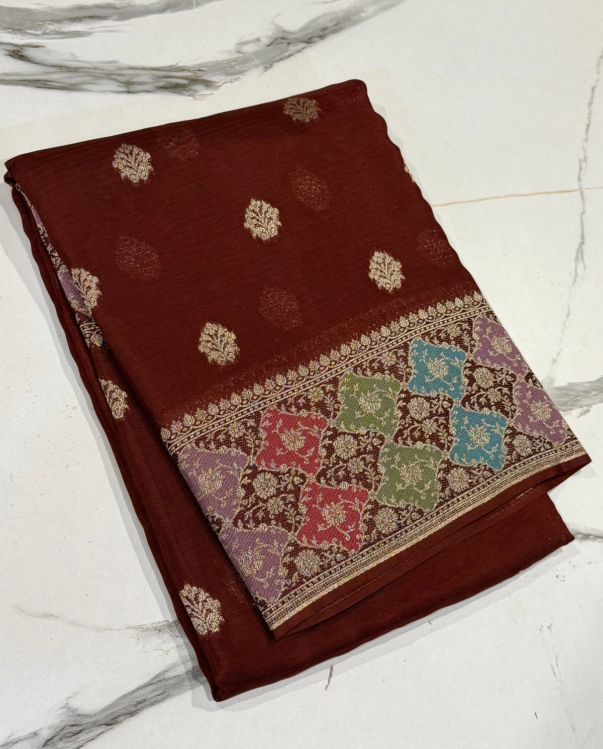 RM-4800 Brown saree jamdani  Manipuri Rangkart Kota silk