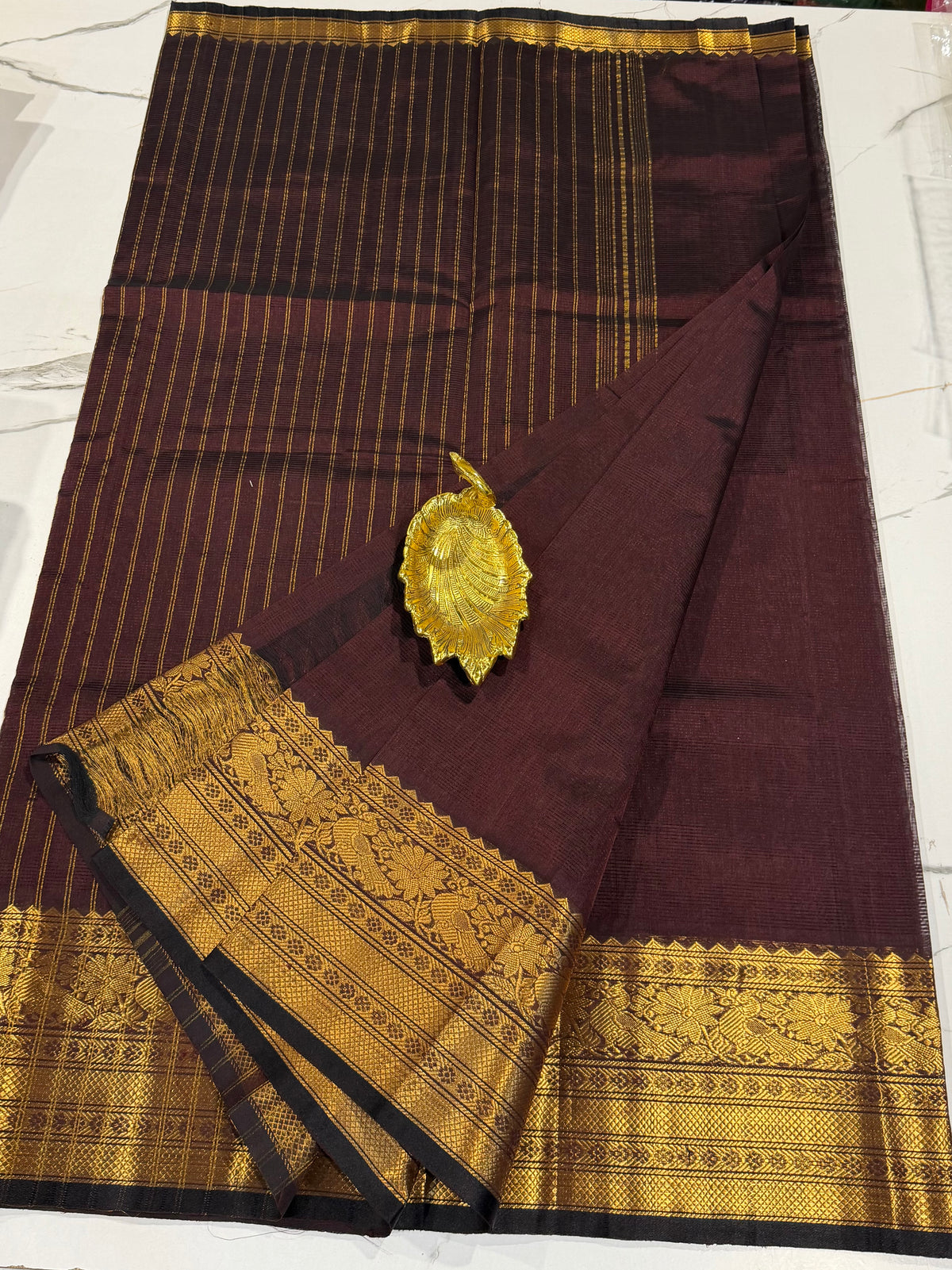 Red-3999 Brown  Colour Pure Handloom Mangalagiri Pattu saree