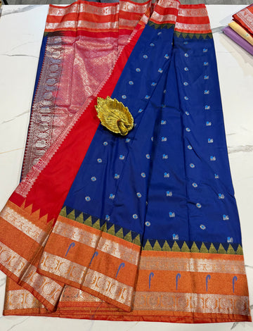 TS-3450 Blue Tissue Muniya Gadwal saree