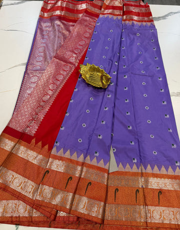 TS-3450 Lavender Tissue Muniya Gadwal saree