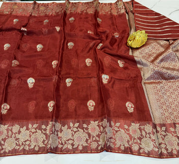 KM-47 Brown saree Manipuri Kota silk