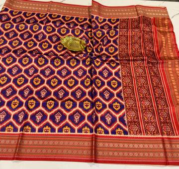 LD-1399 Rudraksha borders spun Patola blue saree