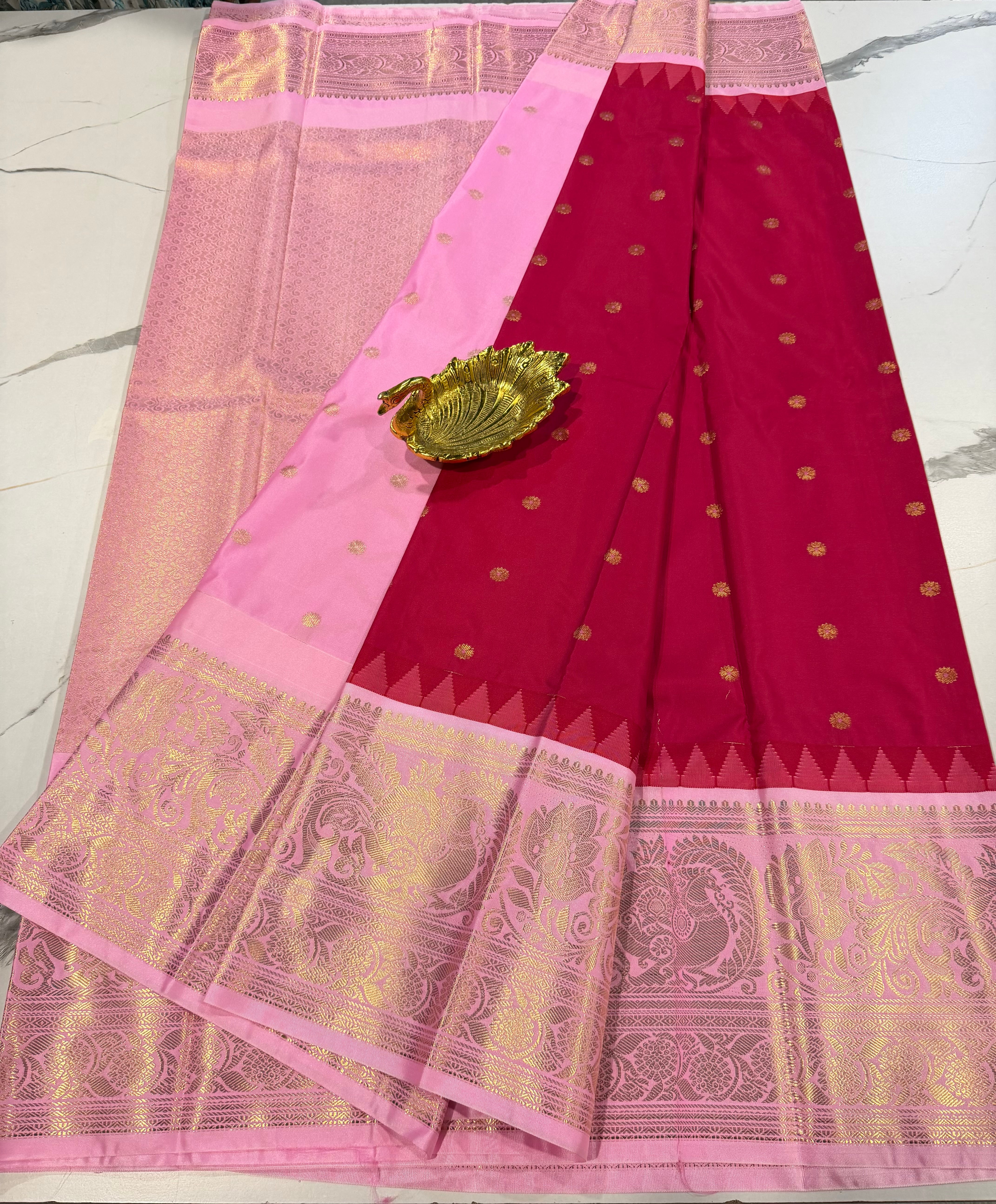 LD-G23 Gadwal pink n baby pink saree