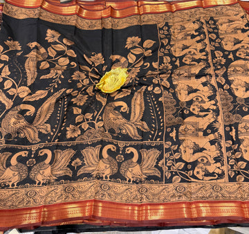 Black saree Mashru mangalagiri