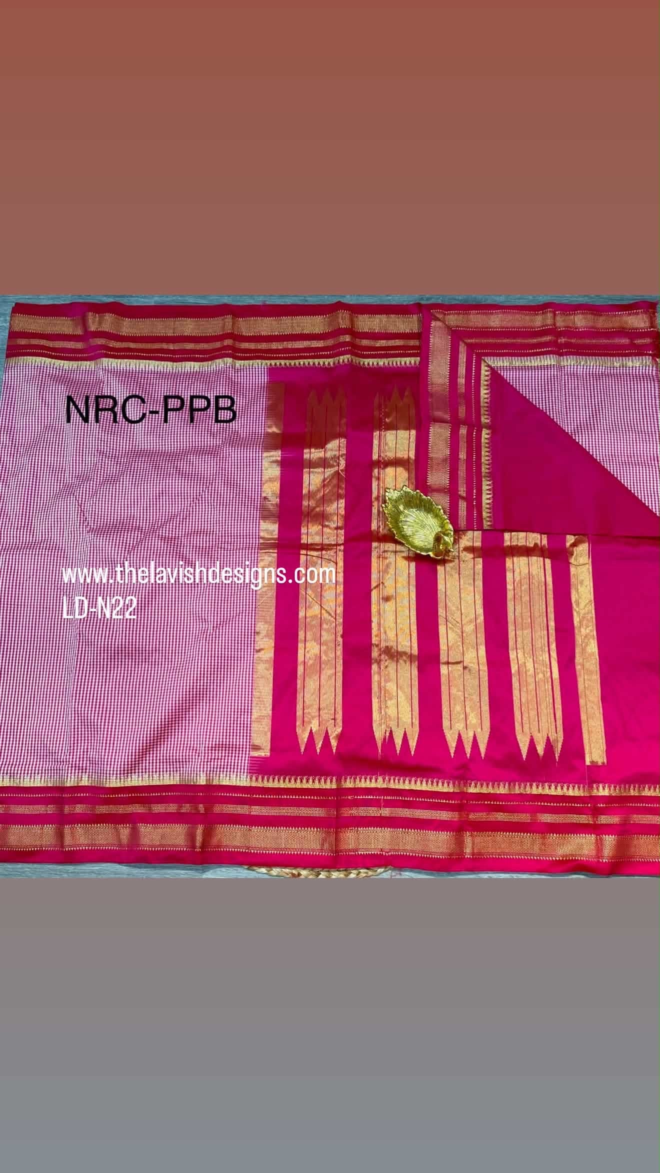 LD-N22 Narayanpet pink saree pink borders
