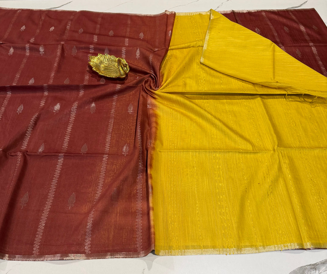 Cs2 maroon n yellow saree