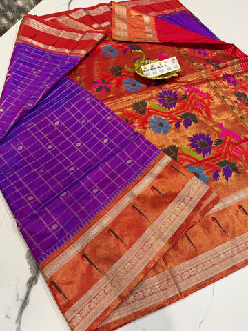TMS-168 Purple Pure gadwal tissue saree