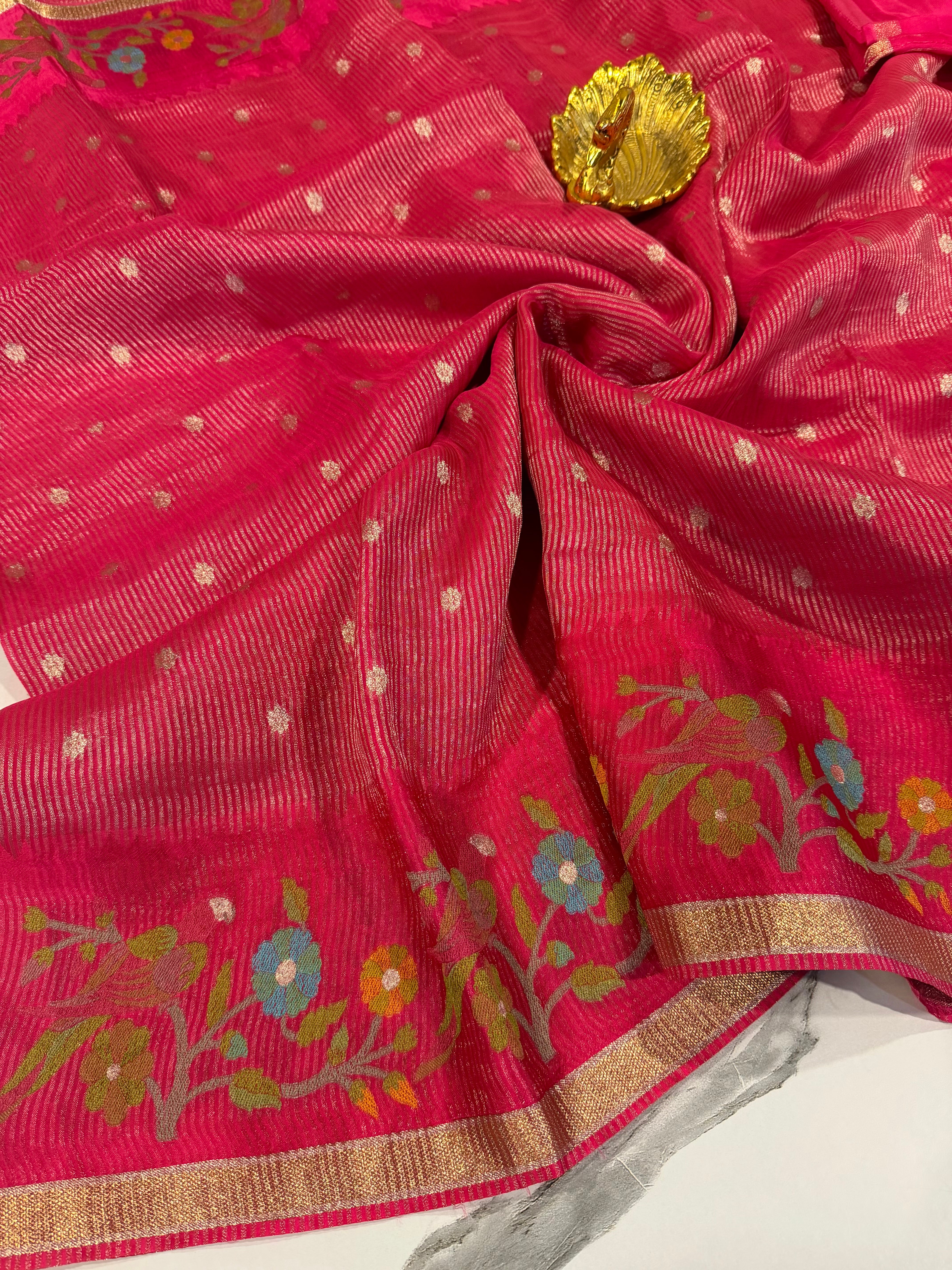Bc-5100 Ranipink Banaras kora saree