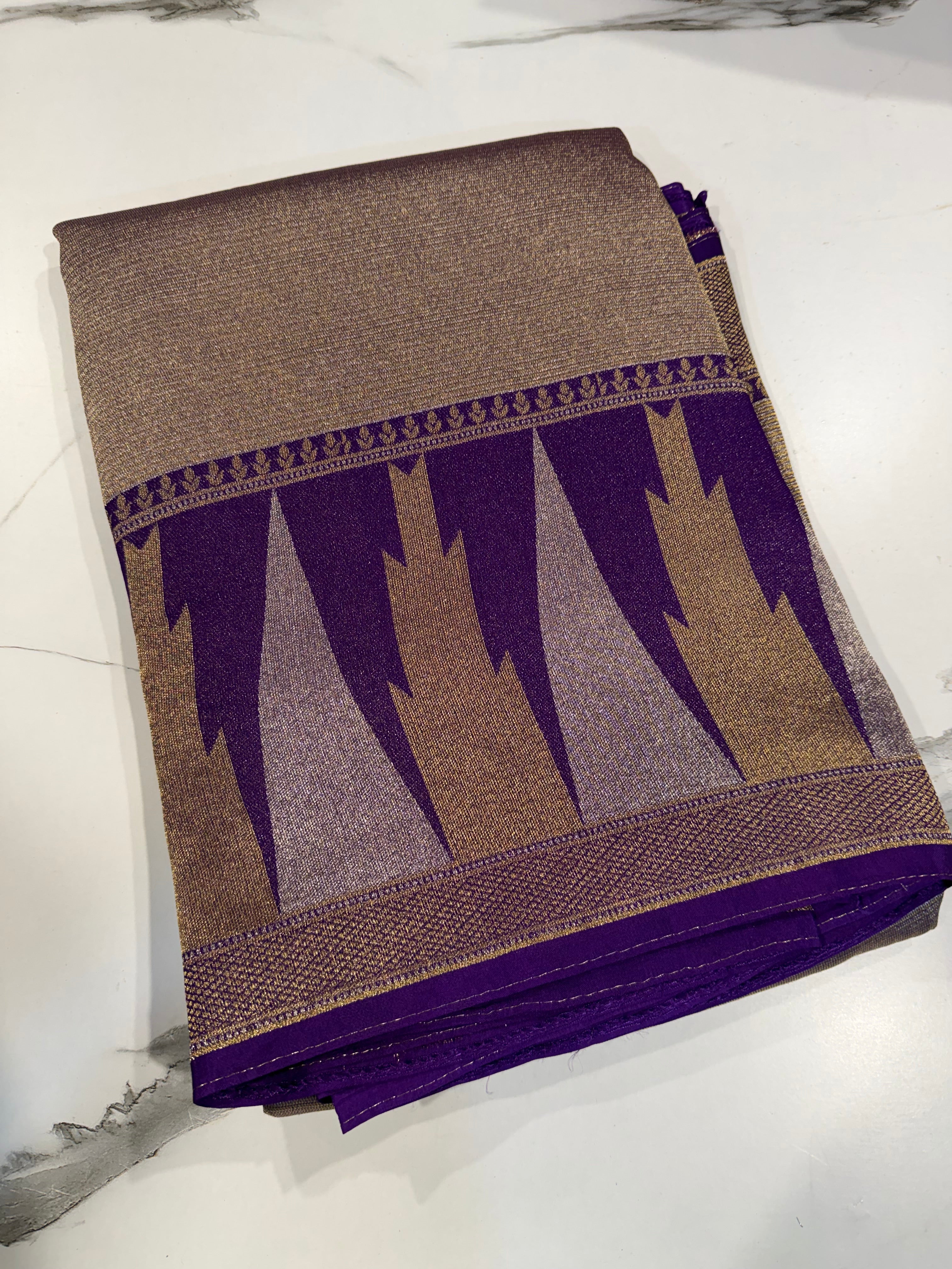 TT-45 violet Temple tissue saree