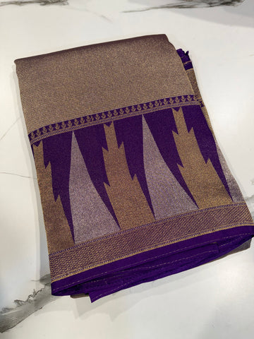 TT-45 violet Temple tissue saree