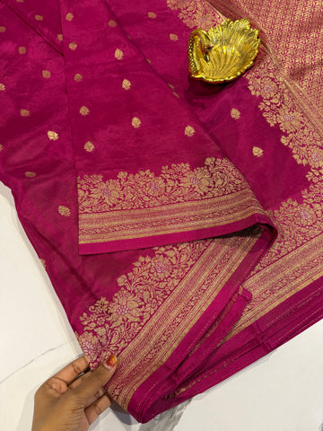 Gm-3950 banaras green mango pink color saree