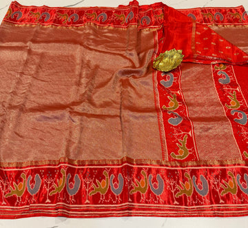 KT-5 Red colour kanchi tissue saree