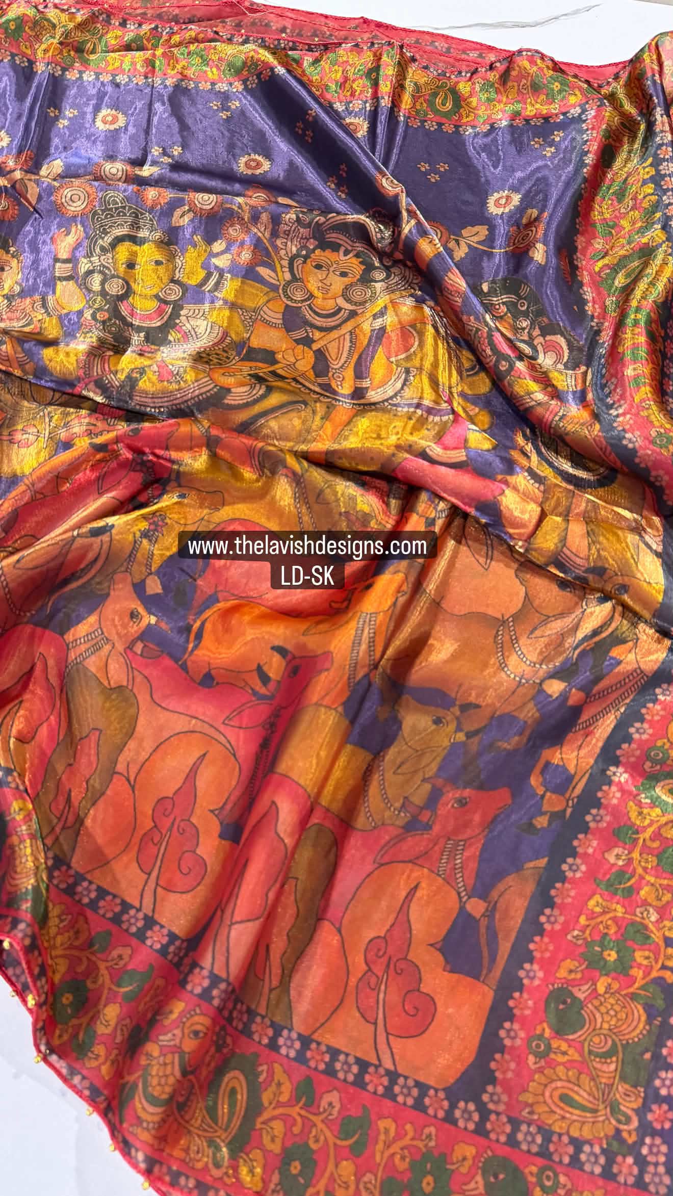 Fusion Kalamkari LD-SK purple n tomato