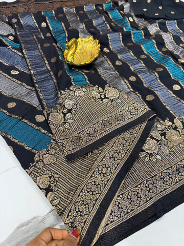 KR-1949 Black Rangkart kaddi georgette saree