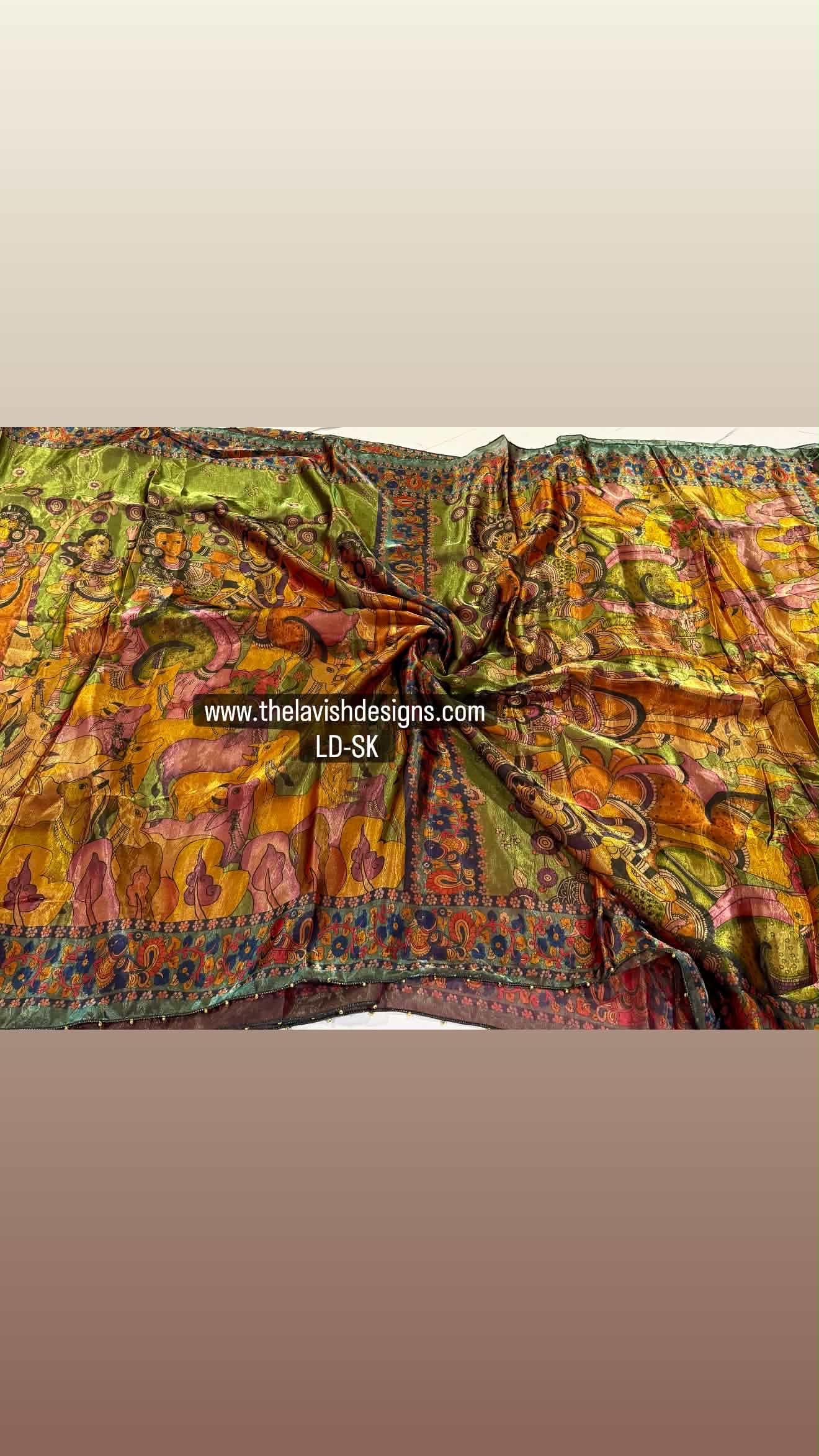 Fusion Kalamkari LD-SK pista green n grey