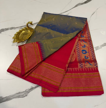 LD-N9 Grey Narayanapet semi pattu muniya butta