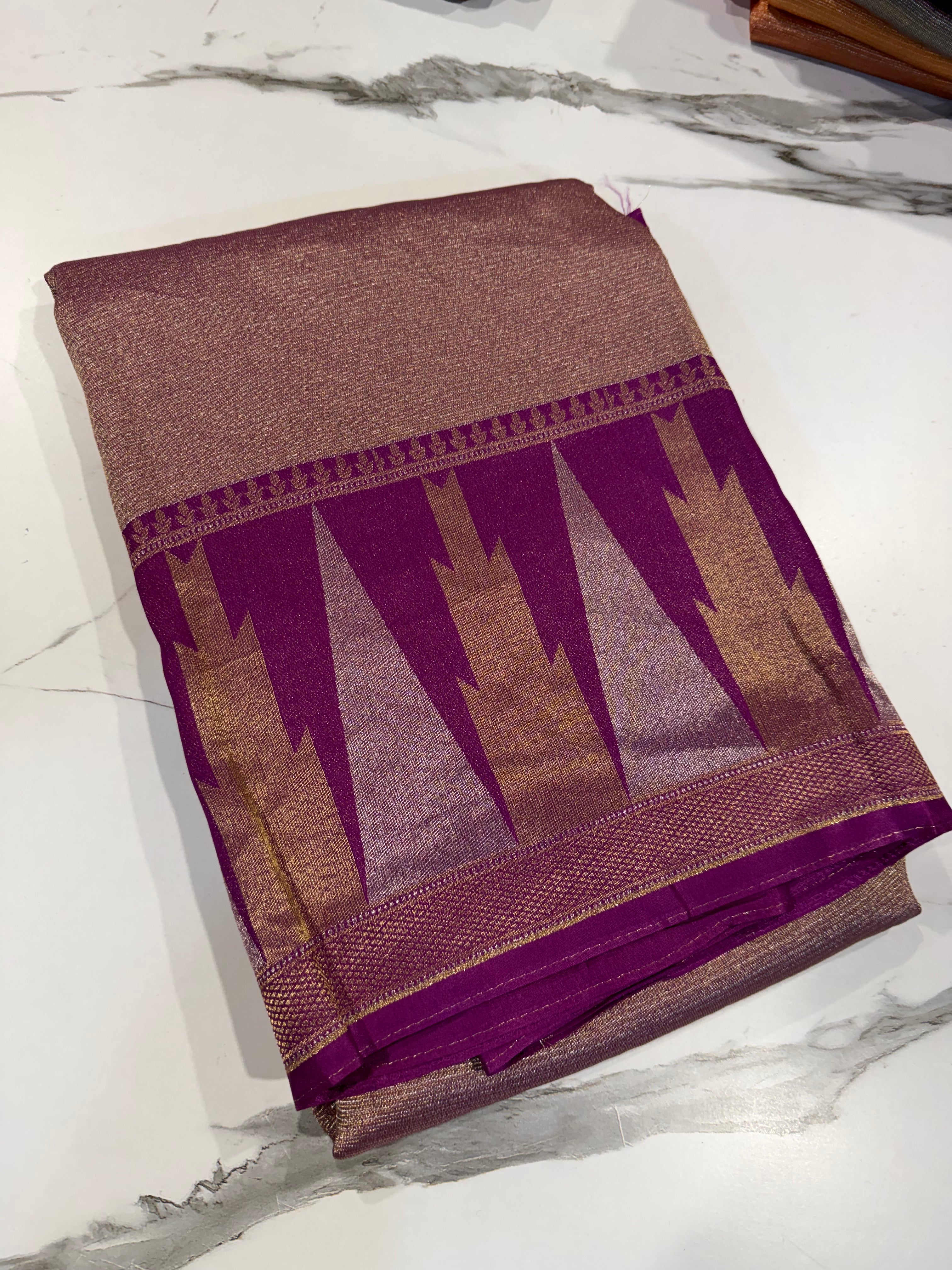 TT-45 purple colour Temple tissue saree
