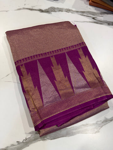 TT-45 purple colour Temple tissue saree