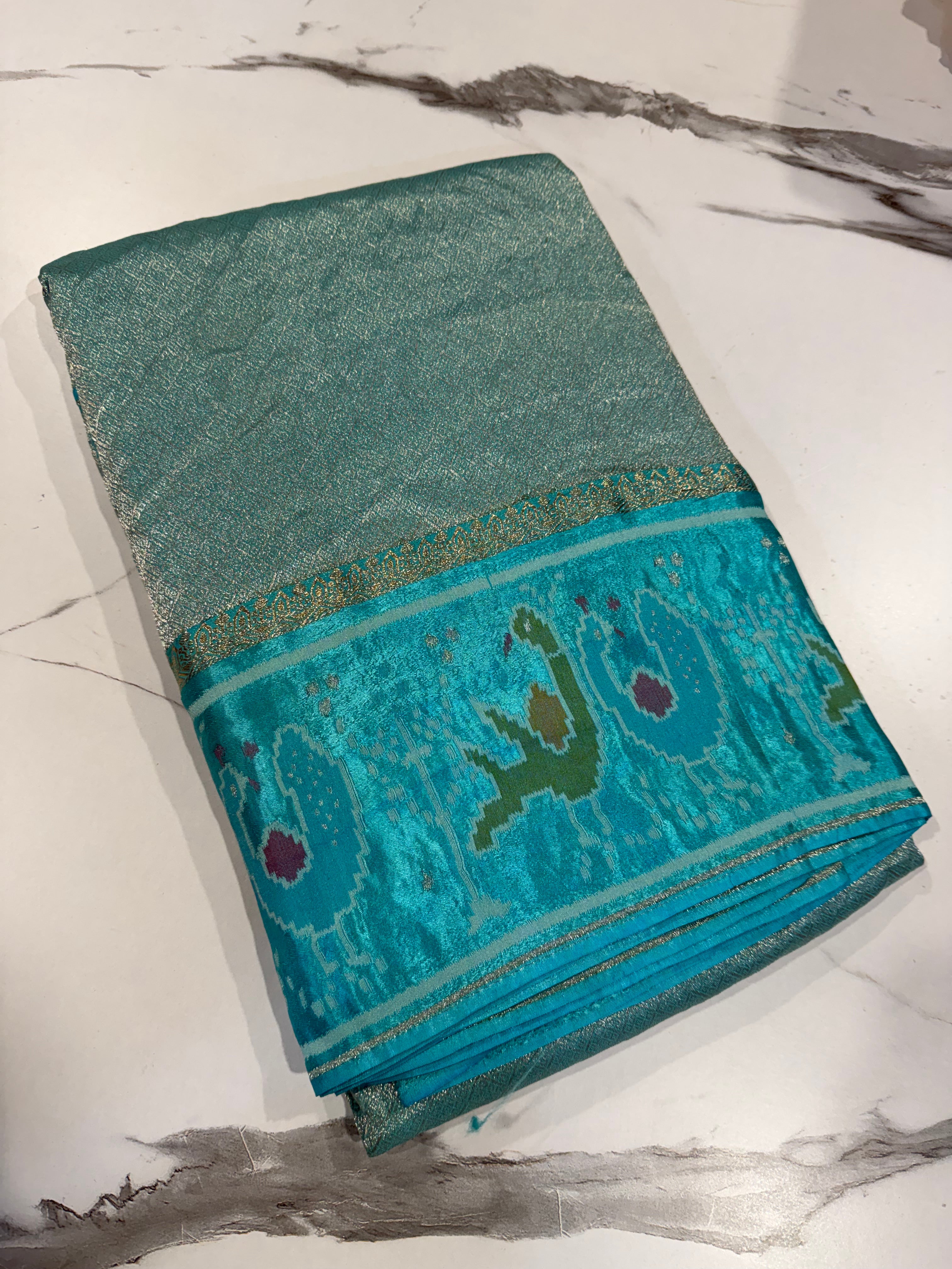 KT-5 sky blue colour kanchi tissue saree