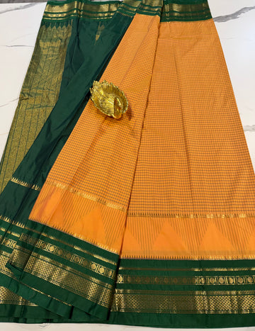 MG-2900 peach n green Mangalagiri Gadwal saree