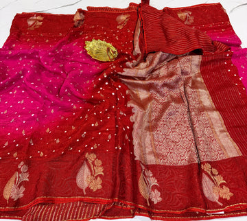 BN-3750  pink n Brown  bandini saree