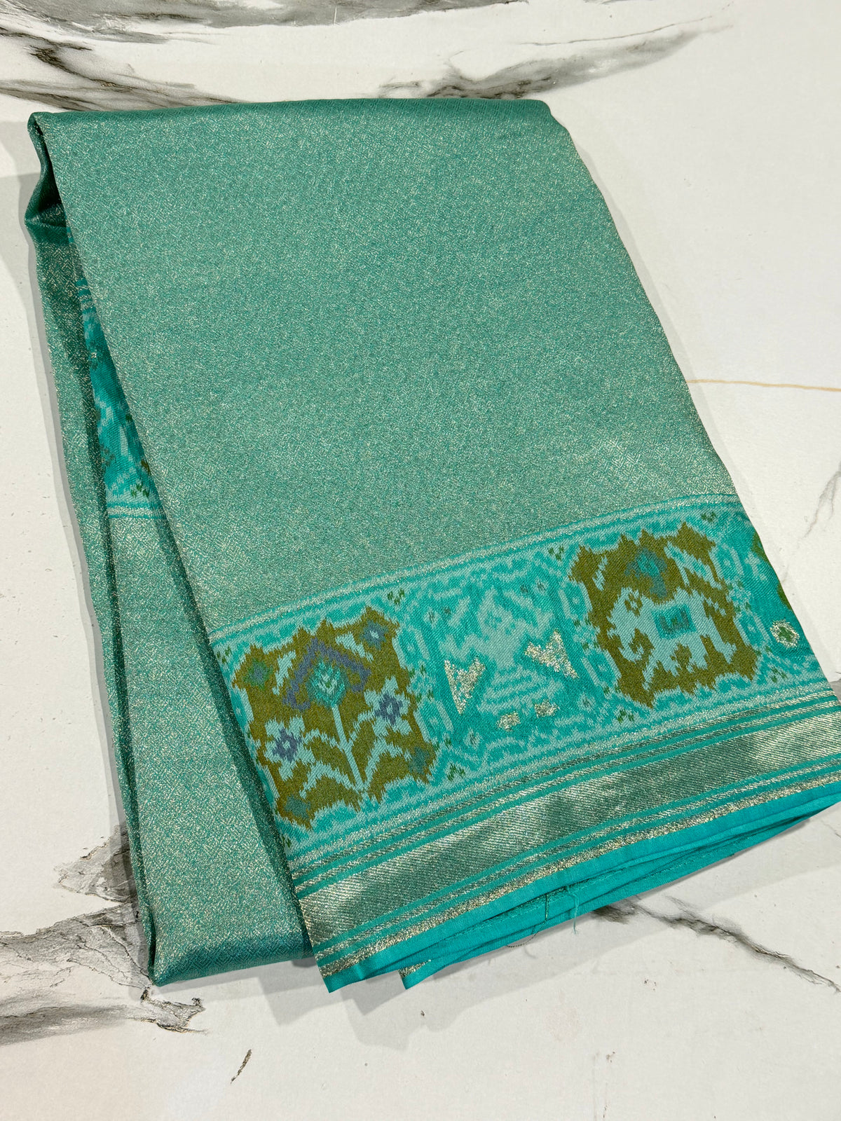 P-4900 sky blue Patola tissue saree
