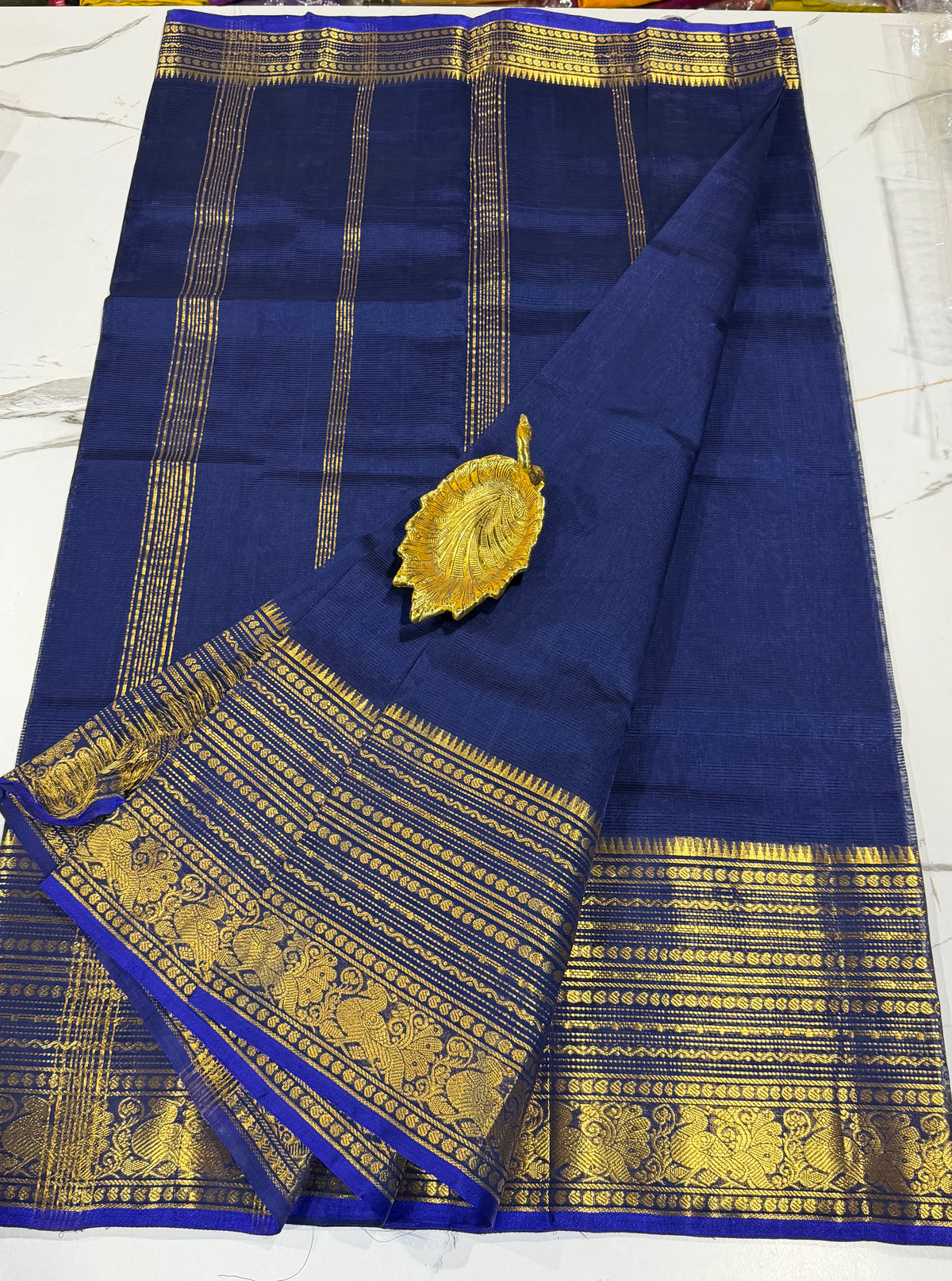 Red-3999 Dark blue Pure Handloom Mangalagiri Pattu saree