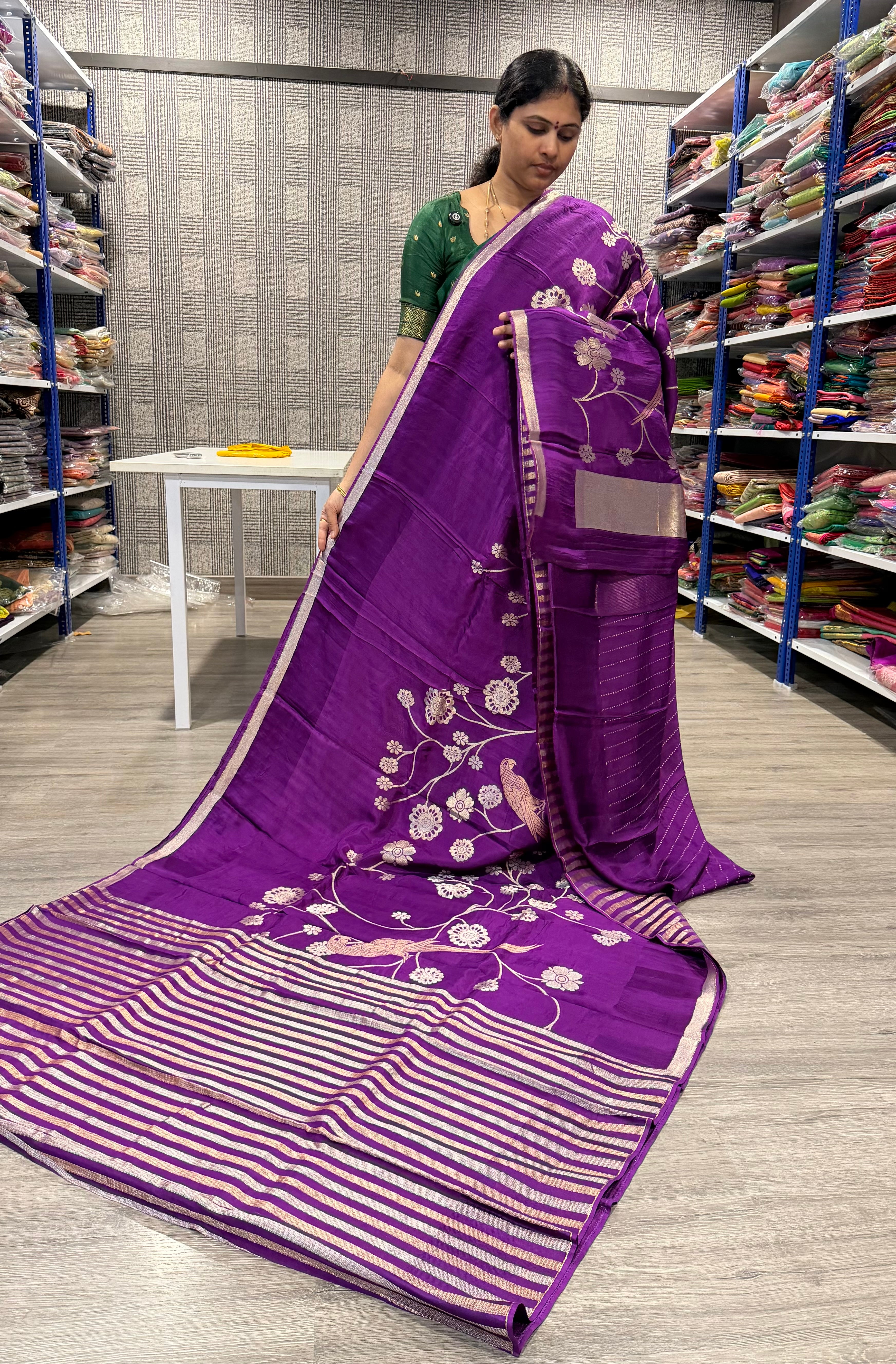 CP-42 violet colour Paithani crep saree (Copy)