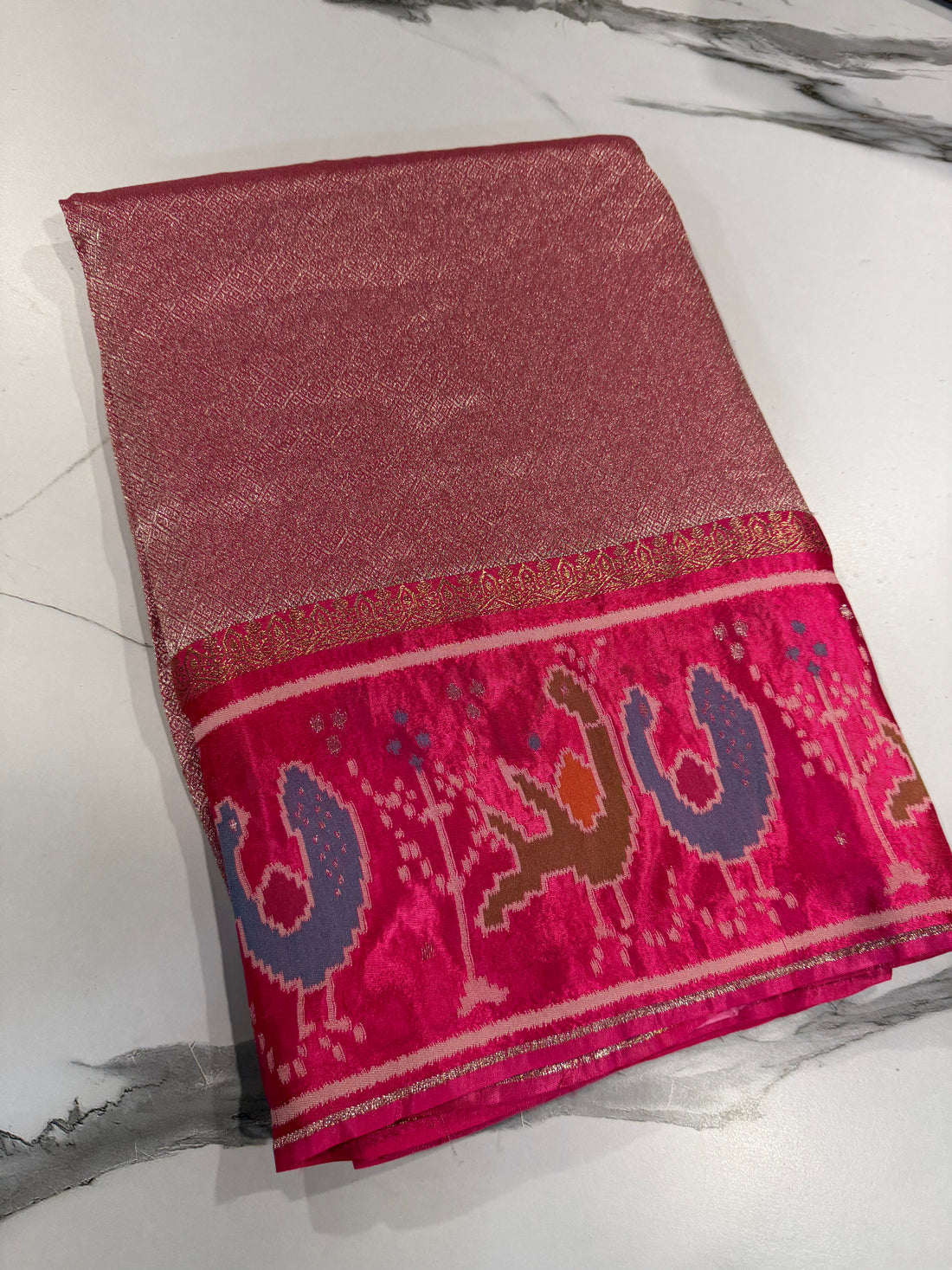 KT-5 Ranipink colour kanchi tissue saree
