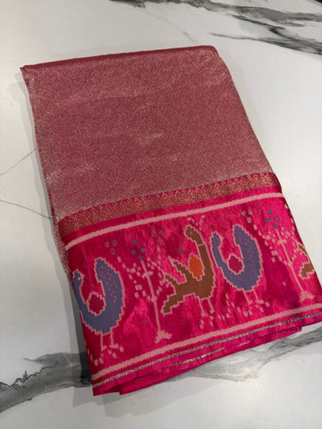 KT-5 pink colour kanchi tissue saree