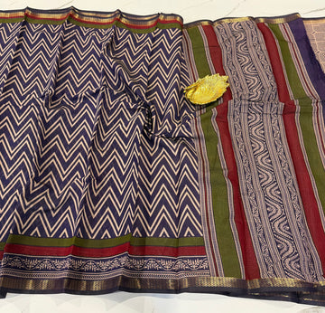 Navy blue colour saree Mashru mangalagiri