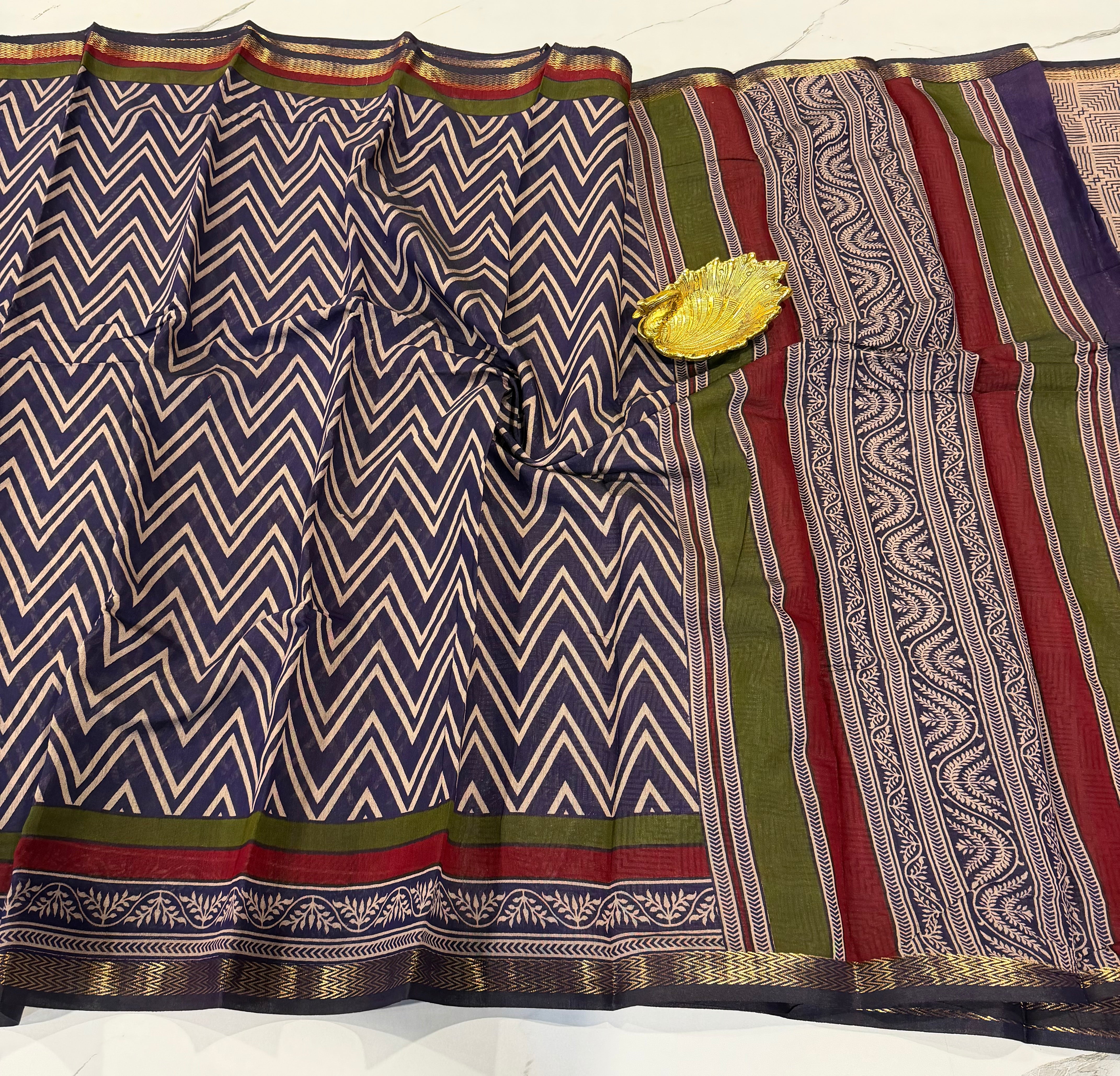 Navy blue colour saree Mashru mangalagiri