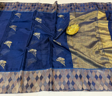 Kota53 Naviblue colour Manipuri Kota silk Rangkart borders sarees